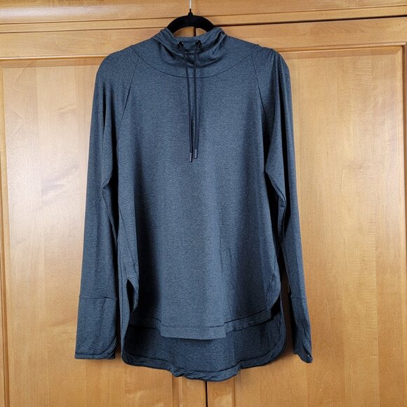 Women's Athleta Uptempo Hoodie Sweatshirt Thumbholes Grey/Green - L - Picture 2 of 5